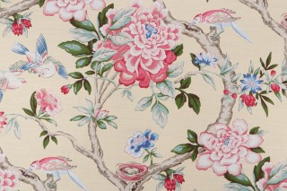 Waverly Mudan Printed Cotton Drapery Fabric in Lemon 