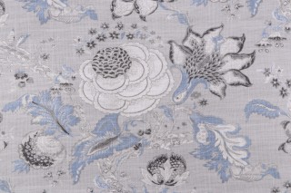 Waverly Hazel Printed Cotton Blend Drapery Fabric in Chambray 