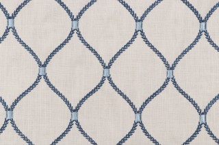 Williamsburg Deane Embroidered Drapery Fabric in Porcelain