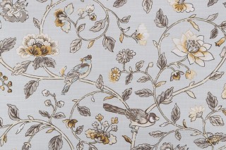 Waverly Summer Isles Printed Cotton Drapery Fabric in Dove 