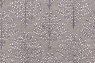 Reylynn Embroidered Drapery Fabric in Grey