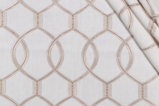 Hourglass Embroidered Drapery Fabric in Snow
