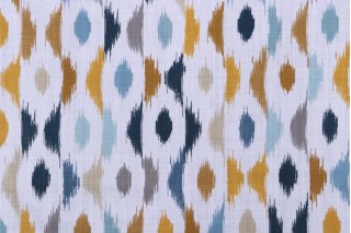 Stof France Horacio Printed Cotton Drapery Fabric in Marine