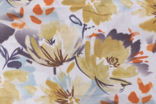 Angela Printed Silk Decorator Fabric in Gold/Multi