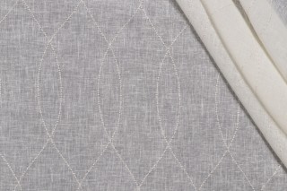Bigelow Sheer Embroidered Drapery Fabric in Cream