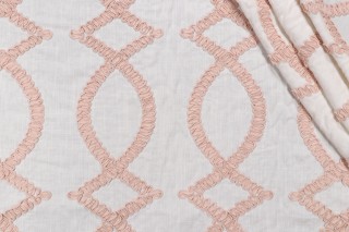 Deanna Embroidered Drapery Fabric in Blush