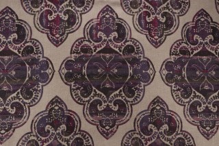 Simone Printed Linen Drapery Fabric in Aubergine