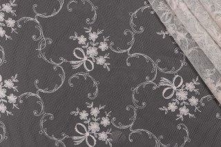Scalamandre Trivier Sheer Lace Drapery Fabric in Beurre Beige