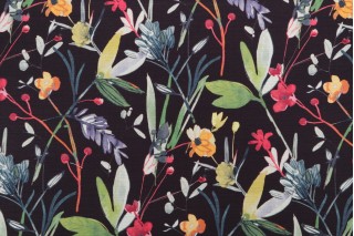 Mill Creek Bower Hill-Superial Printed Cotton Drapery Fabric in Noir
