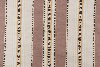 Grey Watkins Trident Stripe Hand-Printed Linen Blend Drapery Fabric in Sable for Scalamandre