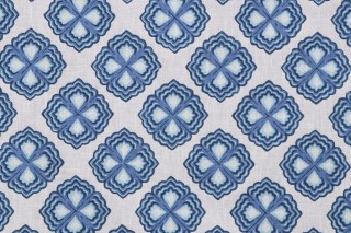 P Kaufmann Dori Printed Cotton Blend Drapery Fabric in Blues 
