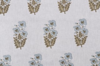 P Kaufmann Indira Printed Cotton Blend Drapery Fabric in Sky 