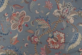 P Kaufmann Floriana Printed Linen Blend Drapery Fabric in Denim 