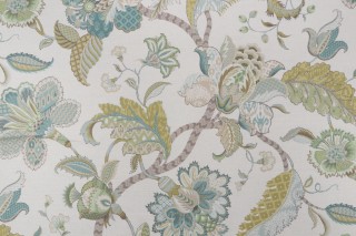 P Kaufmann Floriana Printed Linen Blend Drapery Fabric in Mineral 