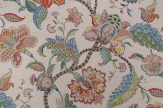P Kaufmann Floriana Printed Linen Blend Drapery Fabric in Carnival 