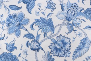 P Kaufmann Floriana Printed Linen Blend Drapery Fabric in Porcelain 