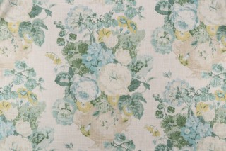 P Kaufmann Beaumont Vase Printed Linen Blend Drapery Fabric in Jade 