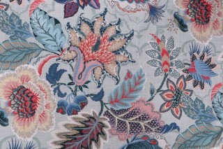 P Kaufmann Zelda Floral Printed Cotton Drapery Fabric in Lagoon 