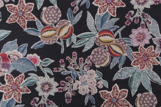 P Kaufmann Batik Melon Printed Cotton Drapery Fabric in Midnight 