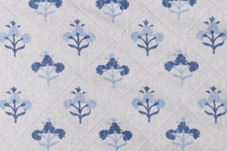 P Kaufmann Sita Pintuck Printed Cotton Blend Drapery Fabric in Blues 