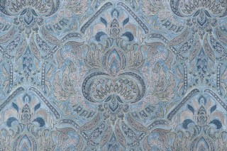 P Kaufmann Riad Paisley Printed Velveteen Decorator Fabric in Chambray 