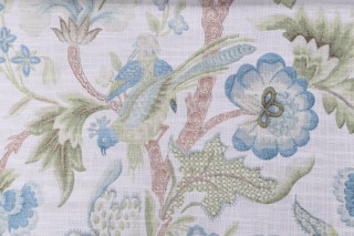 P Kaufmann Elizabetta Printed Cotton Blend Drapery Fabric in Peacock 