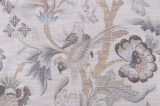 P Kaufmann Elizabetta Printed Cotton Blend Drapery Fabric in Mist 