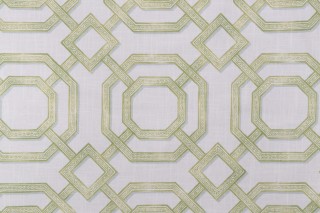 P Kaufmann Gazebo Trellis Printed Cotton Drapery Fabric in Leaf 