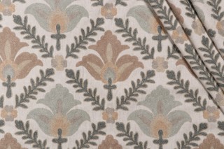 P Kaufmann Angeline Crewel Embroidered Drapery Fabric in Celadon 