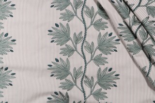 P Kaufmann Garland Embroidered Drapery Fabric in Juniper 