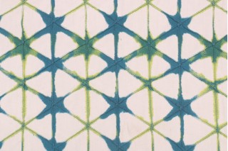 Kaufmann Meditation Printed Pintuck Cotton Drapery Fabric in Teal