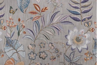 Kaufmann Butterfly Trail Printed Cotton Drapery Fabric in Platinum