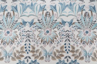 P Kaufmann Lilium Printed Linen Blend Drapery Fabric in Chambray