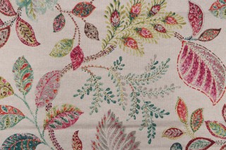 1 Yard P Kaufmann Autumn Leaves Printed Cotton Blend Drapery Fabric in Tutti Frutti