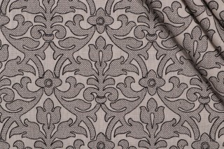 Dorothea Embroidered Drapery Fabric in Onyx