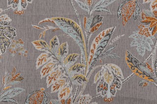 Echo Ishana Printed Linen Drapery Fabric in Turmeric for Kravet CLOSEOUT