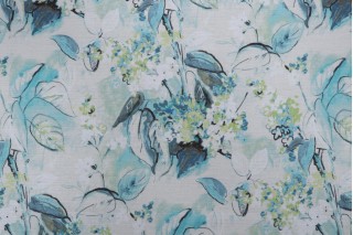Mill Creek Sisley Garden-Superial Printed Cotton Drapery Fabric in Menthe