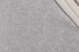 Bigelow Sheer Embroidered Drapery Fabric in Cream