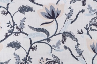 Valiant Fabrics Monica Embroidered Drapery Fabric in Delft 
