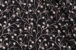 Valiant Fabrics Ellie Embroidered Drapery Fabric in Midnight 
