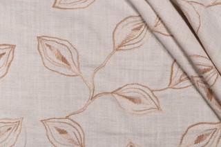 Valiant Fabrics Riley Embroidered Drapery Fabric in Linen 
