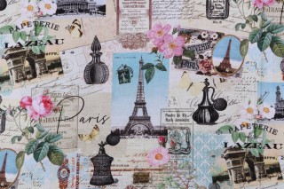 Timeless Treasures Belle Fleur - Paris Collage Printed Cotton Craft Fabric in Multi 