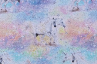Timeless Treasures Unicorns & Stars Met Printed Cotton Craft Fabric in Pastel 