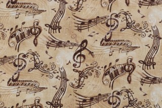 Timeless Treasures Sonata - Vintage Music Notes Printed Cotton Craft Fabric in Tan 