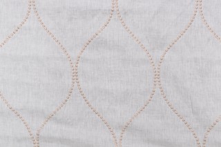 Miranda Embroidered Linen Drapery Fabric in Sand