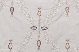 Scalamandre White Hall Embroidered Silk Drapery Fabric in Frost