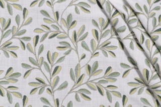 P Kaufmann Leafage Embroidered Drapery Fabric in Lemongrass 