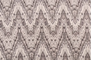 Williamsburg Bray Flamestitch Printed Linen Drapery Fabric in Black Orchid
