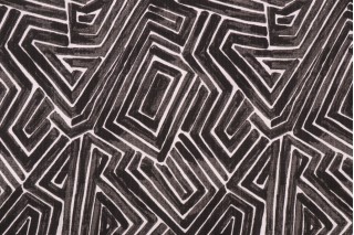 Lacefield Maze-Chatham White Printed Cotton Blend Drapery Fabric in Mars Black