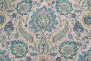 Covington Bursa Printed Linen Blend Drapery Fabric in Aquamarine